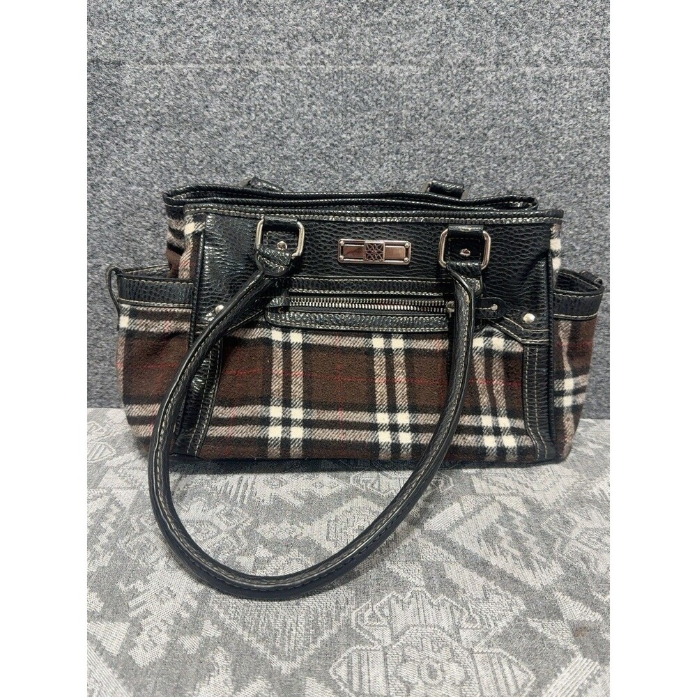 Vintage Y2K Rosetti Plaid Shoulder Bag Brown Black Tartan Purse EUC